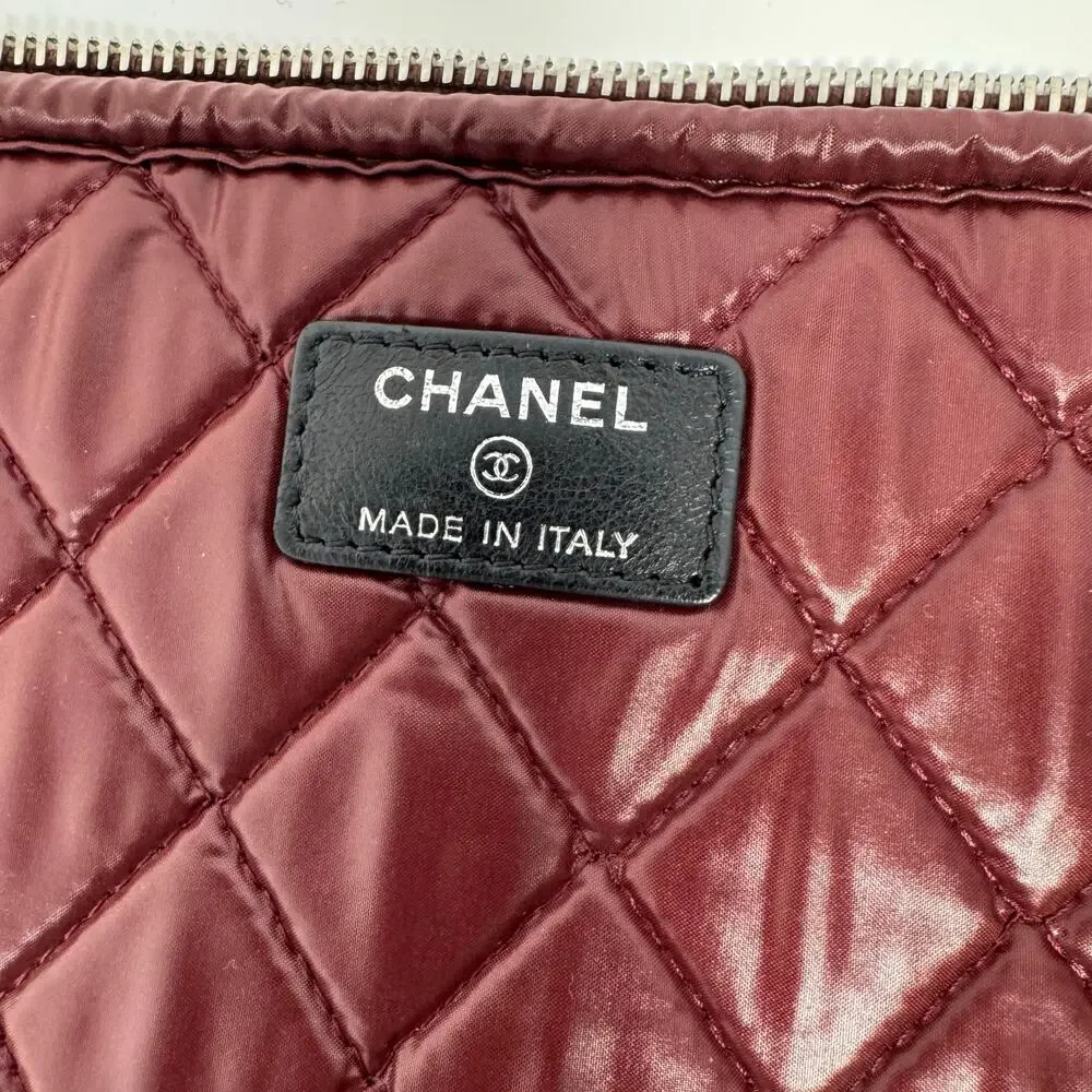 Chanel Quilted Nylon Laptop Case Black Burgundy Limited Edition 2012